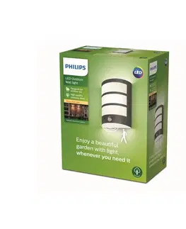 Vonkajšie nástenné svietidlá so senzorom Philips Philips Python LED svietidlo 2 700 K snímač
