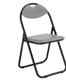 Stoličky Skladacia stolička Atom Black sivá