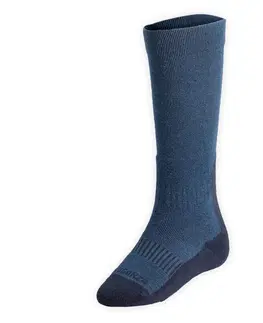 ponožky Teplé detské jazdecké ponožky 500 Warm tmavomodré