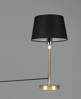 Stolove lampy Stolová lampa zlatá / mosadz s čiernym tienidlom nastaviteľná 25 cm - Parte