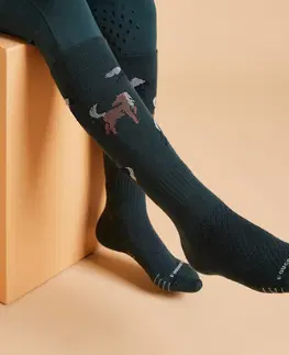 ponožky Detské jazdecké podkolienky SKS 500 s motívom sépia zelená