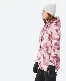 bundy a vesty Dámska snowboardová bunda SNB 100 ružová s potlačou