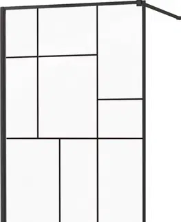 Sprchové dvere MEXEN/S - KIOTO Sprchová zástena WALK-IN 130x200 cm 8 mm, čierna, čierny vzor 2 800-130-101-70-78