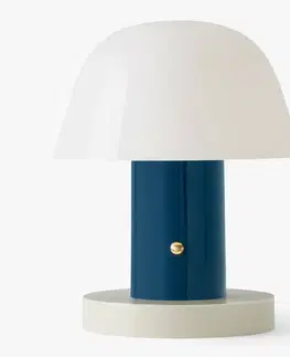 Vonkajšie osvetlenie terasy &Tradition &Tradition Setago JH27 nabíjateľná stolná lampa, modrá/piesok