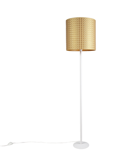 Stojace lampy Vintage stojaca lampa biela so zlatým trojuholníkom odtieň 40 cm - Simplo