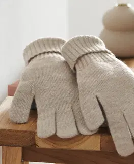 Gloves & Mittens Pletené rukavice s vlnou, hnedosivé