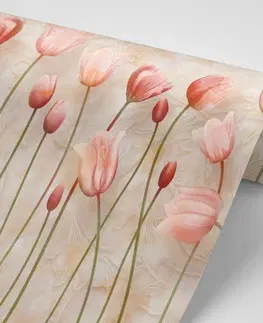 Abstraktné tapety Tapeta staroružové tulipány