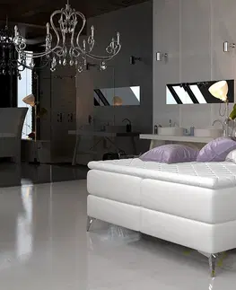 Postele NABBI Amika 140 čalúnená manželská posteľ s úložným priestorom biela