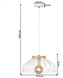 Lampy Visiaca lampa, biela/prírodná, drevo/kov, TREX TYP 2