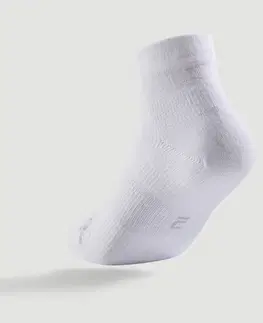 bedminton Detské športové ponožky RS 160 stredne vysoké 3 páry tmavomodré a biele