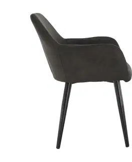 Stoličky Dizajnové kreslo, látka s efektom brúsenej kože, hnedá Taupe/čierna, LACEY