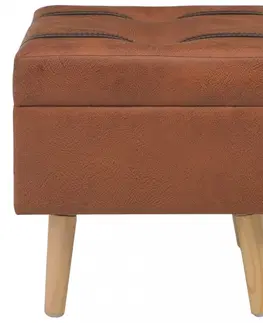 Lavice a stoličky Stolička s úložným priestorom umelá koža / drevo Dekorhome Hnedá