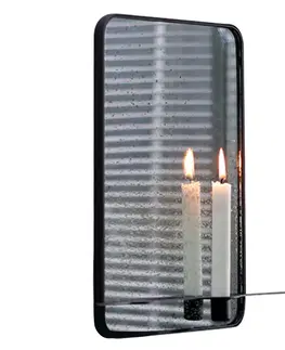 Zrkadlá Zrkadlo so stojanom na 2 sviečky, patinované, čierny kovový rám, FIVER