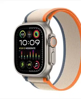 Inteligentné hodinky Apple Watch Ultra 2 GPS , 49mm , titánové puzdro  s trailovým remienkom oranžová/béžová - S/M