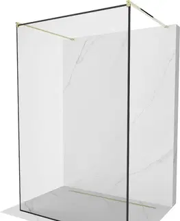 Sprchové dvere MEXEN/S - Kyoto Sprchová zástena WALK-IN voľne stojaca 150 x 200, čierna vzor 8 mm, złot 800-150-002-50-70
