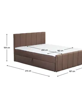 Postele Boxspringová posteľ, 180x200, hnedá, STAR