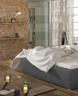 Postele NABBI Monzo 200 čalúnená manželská posteľ s roštom tmavosivá