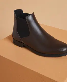 obuv Jazdecká kožená obuv - perká 500 hnedá