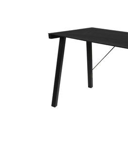 Písacie stoly Dkton Dizajnový písací stôl Narges 125 cm, čierny sklenený