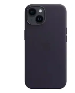Puzdrá na mobilné telefóny Kožený zadný kryt pre Apple iPhone 14 s MagSafe, atramentovo fialová MPP63ZMA