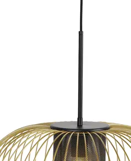 Zavesne lampy Dizajnová závesná lampa zlatá s čiernou 50 cm - Marnie