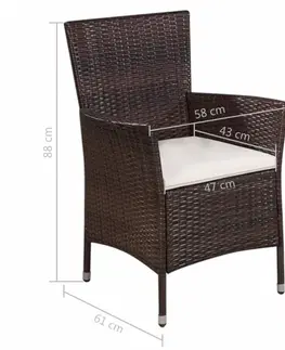 Záhradné kreslá a stoličky Záhradná stolička s taburetom polyratan Čierna