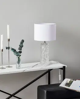 Lampy na nočný stolík Markslöjd Biela stolná lampa Madame s textilným tienidlom