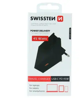 Nabíjačky pre mobilné telefóny Rýchlonabíjačka Swissten Power Delivery 3.0 pre Apple s USB-C, 45 W, čierna 22050300
