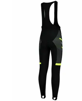 Cyklistické nohavice silne hrejivé cyklistické nohavice Rogelli TEAM 2.0 s gélovú výstelkou, čierno-reflexná žlté 002.970