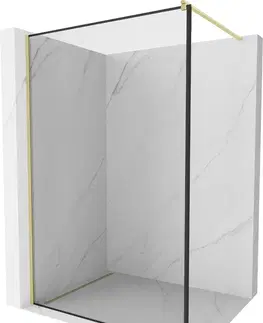 Sprchové dvere MEXEN/S - Kyoto Sprchová zástena WALK-IN 70 x 200, čierny vzor 8 mm, zlatá kartáčovaná 800-070-101-55-70