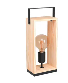 Stolové lampy EGLO Stolná lampa Famborough so svetlým dreveným rámom