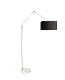 Stojace lampy Moderná stojaca lampa zlaté velúrové tienidlo čierna 50 cm - Redaktor