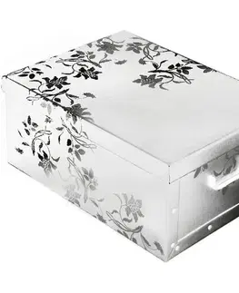 Úložné boxy Úložný box s vekom Ornament 51 x 37 x 24 cm, biela