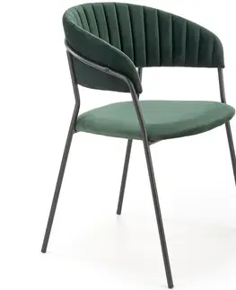 Čalúnené stoličky Stolička K426 Velvet/Kov Tmavozelený