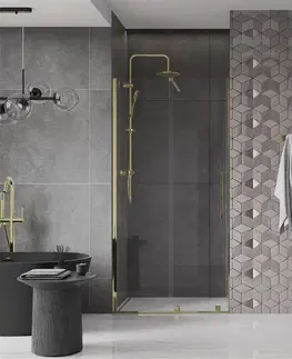 Sprchovacie kúty MEXEN/S - Velár posuvné sprchové dvere 100, transparent, zlatá 871-100-000-01-50