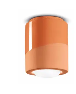 Bodové svetlá Ferroluce Stropné svietidlo PI, valcové, Ø 12,5 cm oranžové