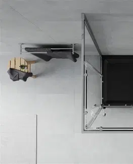 Vane MEXEN/S - Rio štvorcový sprchovací kút 80 x 80, transparent, chróm + vanička so sifónom Flat, čierny 860-080-080-01-00-4070