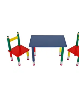 Jedálenské sety Detský set stôl + 2 stoličky PASTELKY