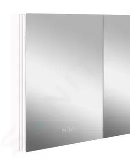 Kúpeľňový nábytok Kielle - Arkas I Zrkadlová skrinka s LED osvetlením, vyhrievaním a USB portom, 80x70x13 cm, biela 50111810