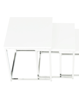 Konferenčné stolíky KONDELA Enisol Typ 3 konferenčný stolík (3 ks) biely vysoký lesk