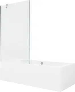 Sprchové dvere MEXEN/S - Cube obdĺžniková vaňa 170 x 80 cm s panelom + vaňová zástena 100 cm, transparent, chróm 550517080X9510000001
