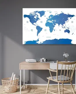 Obrazy na korku Obraz na korku mapa sveta s jednotlivými štátmi