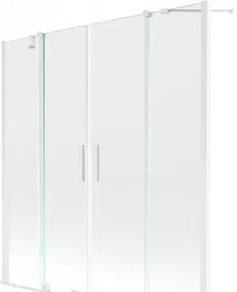 Sprchové dvere MEXEN/S - Velar Duo Dvojkrídlová posuvná vaňová zástena 160 x 150 cm, transparent, biela 896-160-000-02-20