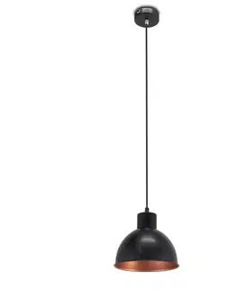 Závesné svietidlá EGLO Čierna závesná lampa Andrin vo vnútri medená