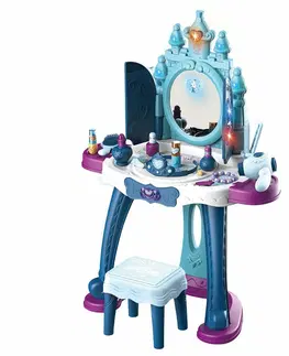 Drevené hračky Baby Mix Detský toaletný stolík so stoličkou Ľadový svet modrá, 47 x 13 x 57 cm