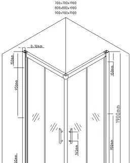 Vane MEXEN/S - Rio Sprchovací kút štvorcový 90x90 cm, transparent, chrom + vanička so sifónom 860-090-090-70-00-4010