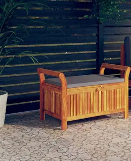 Záhradné lavice Záhradná lavica s úložným priestorom Dekorhome Sivá
