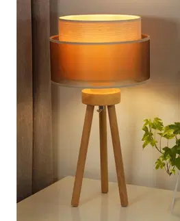 Lampy   - Stolná lampa WOOD BOHO 1xE27/15W/230V medená/hnedá/béžová 