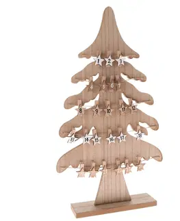 Vianočné dekorácie Drevený adventný kalendár Stromček hnedá, 26,5 x 47,2 cm
