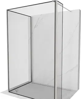 Sprchové dvere MEXEN/S - Kioto Sprchová zástena WALK-IN 140 x 70 x 40 cm, čierny vzor, nikel kefovaná 800-140-070-221-97-70-040